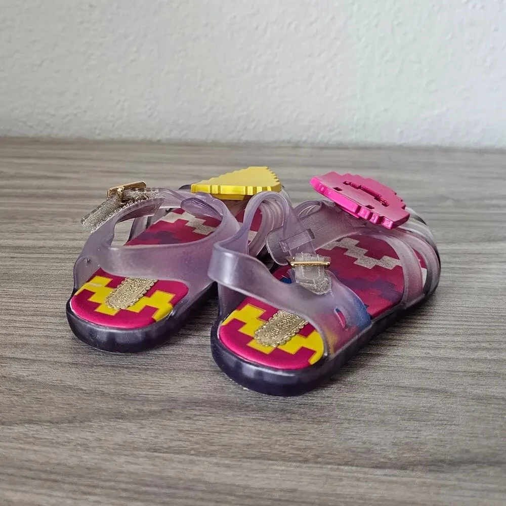 Mini Melissa Emoji Sandals Clear Jelly Yellow Pink Toddler Little Kids USA 7